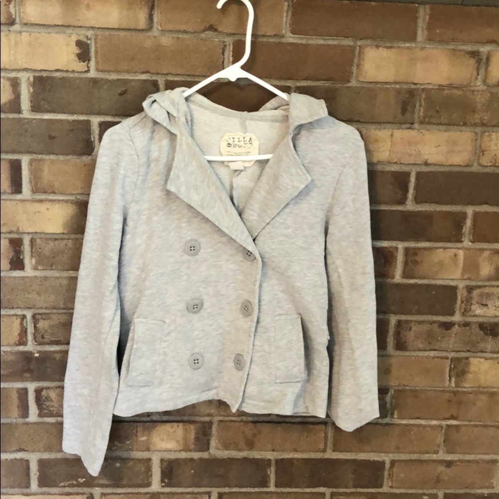Jersey style cardigan with hood